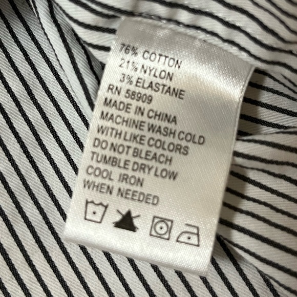 Antonio Melani Black and White Pinstripe Blouse with Cap Sleeves - Picture 6 of 7